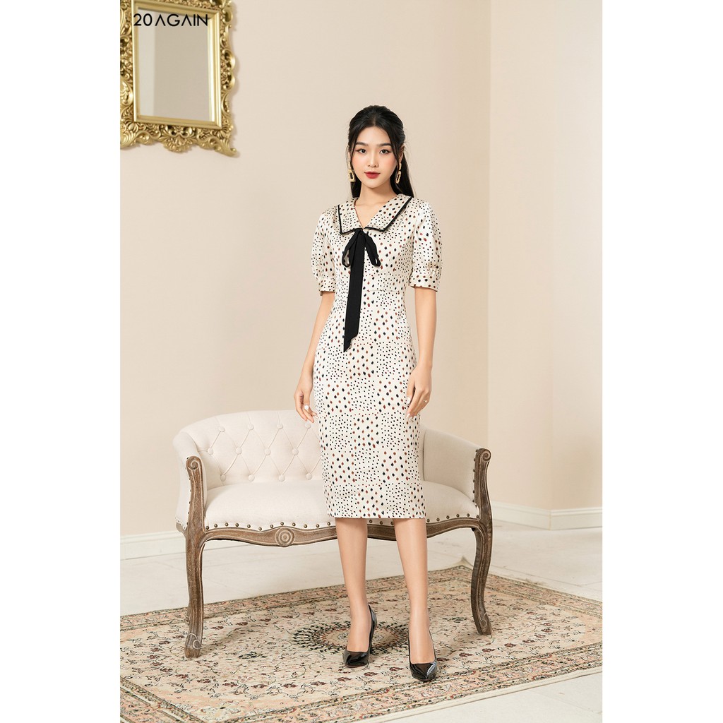 Đầm Ôm nữ công sở Viền Cổ Phối Vai 20AGAIN DOC0050
