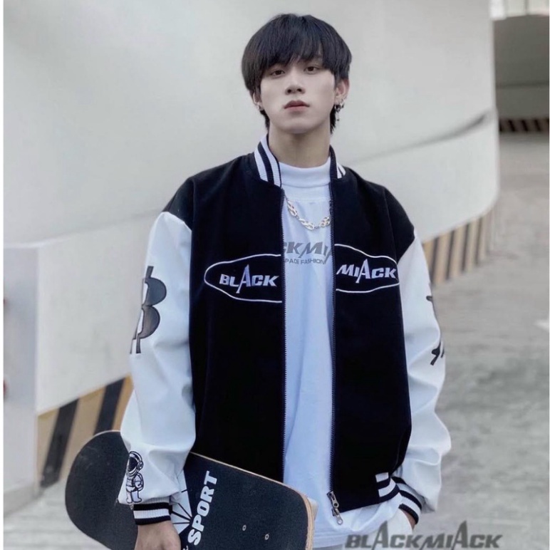 Áo khoác bomber vải dù nam nữ Unisex cao cấp 2 lớp dày dặn, áo khoác phao đẹp form rộng mặc đôi, couple màu đen K017 | BigBuy360 - bigbuy360.vn