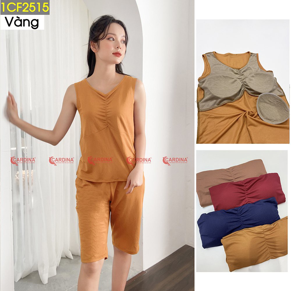 Bộ mặc nhà Cardina chất cotton Nhật kèm bra có thể tháo rời