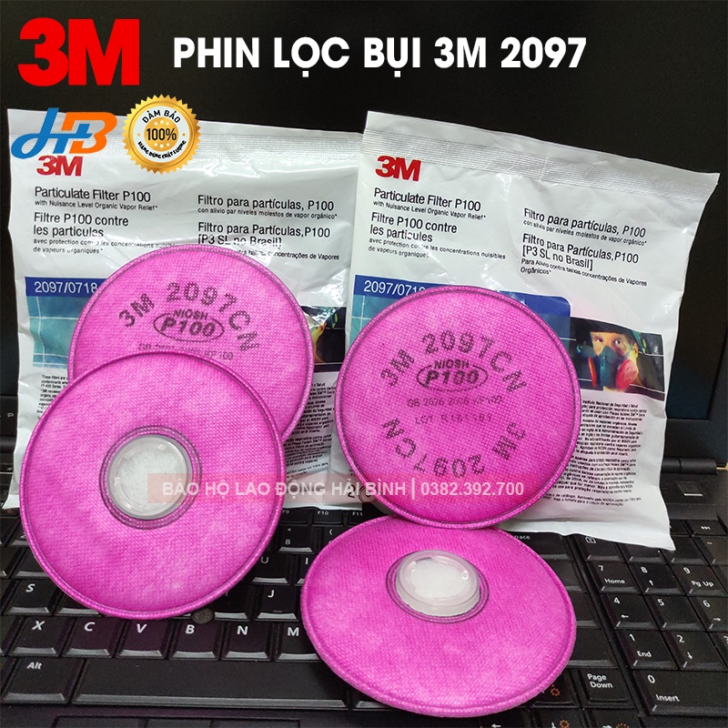 [CHÍNH HÃNG] Phin lọc bụi 3M - Bông lọc bụi 3M 2097 (lọc bụi khói hàn, bụi than, đá, xi măng, bụi kim loại, bụi amiăng