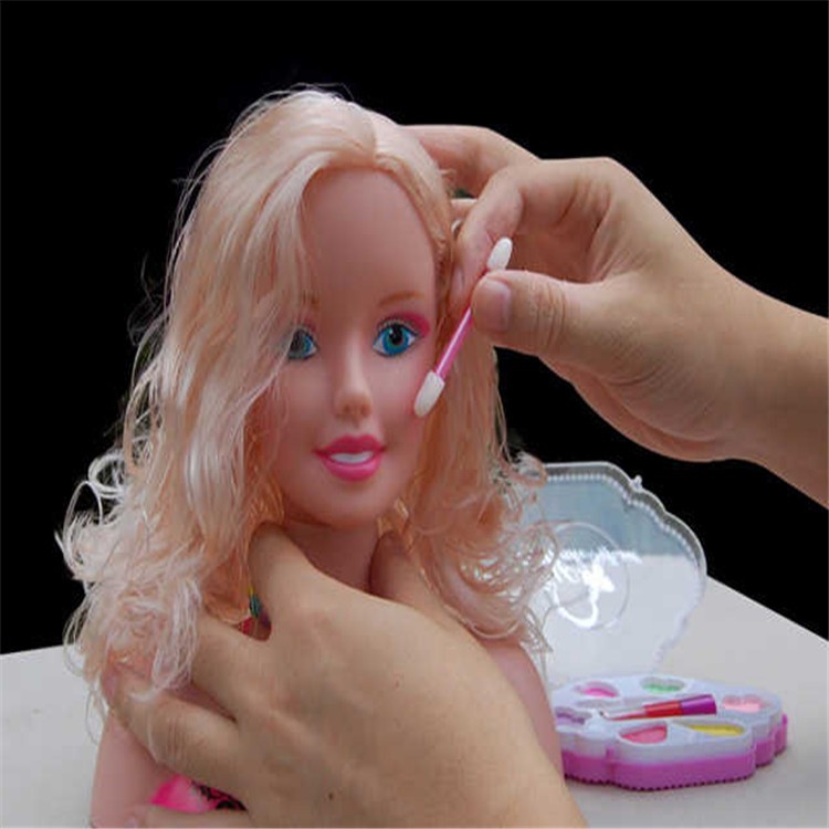 Trẻ em lớn có chức năng lưu trữ Bé gái 3-6 tuổi Ngực búp bê Barbie đầu với bộ phụ kiện trang điểm đồ chơi