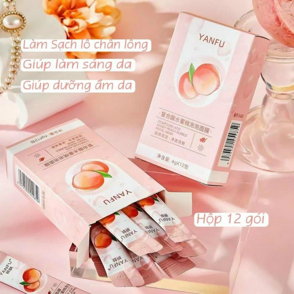Hộp 12 Mặt Nạ Sủi Bọt Thải Độc ĐÀO Trắng Da Dưỡng Da Mặt giảm mụn, Thâm  YANFU