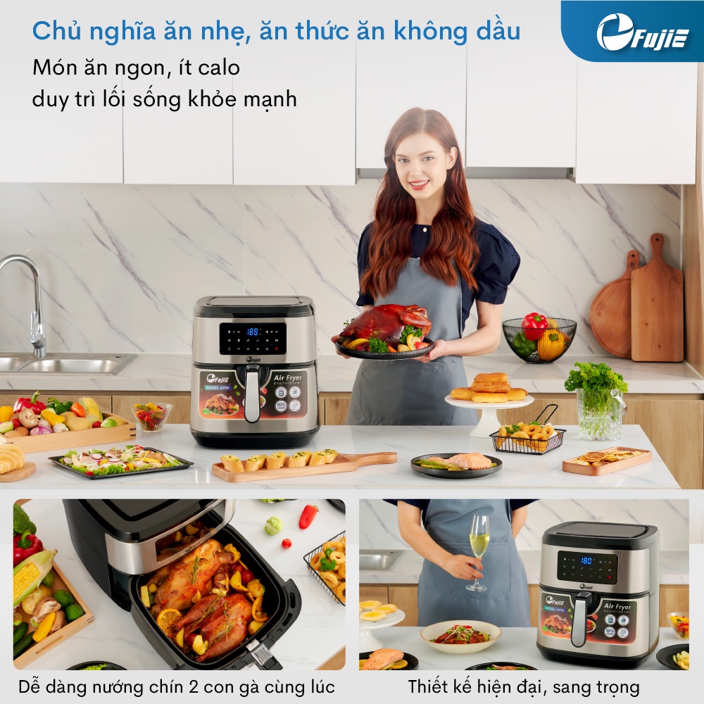 Nồi chiên không dầu 9.2 Lít điện tử nhập khẩu FujiE AF9D tự ngắt, nồi chiên ko dầu 9.2L 16 chế độ nấu cài đặt nhiệt độ