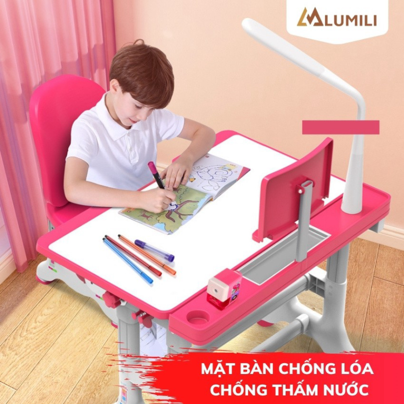 bộ bàn ghế chống gù chống cận Lumili B02 bàn học thông minh cho học sinh điều chỉnh độ cao