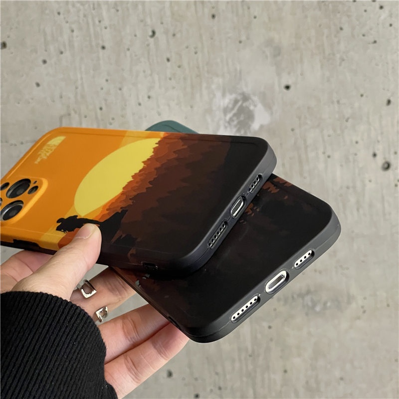 Hoạt Hình Ốp Điện Thoại Mềm Hình Hoàng Hôn Trên Núi Cho iphone15 15pro 15promax 14promax 14 14pro 13 13pro 13promax 12 12pro 12pm 11