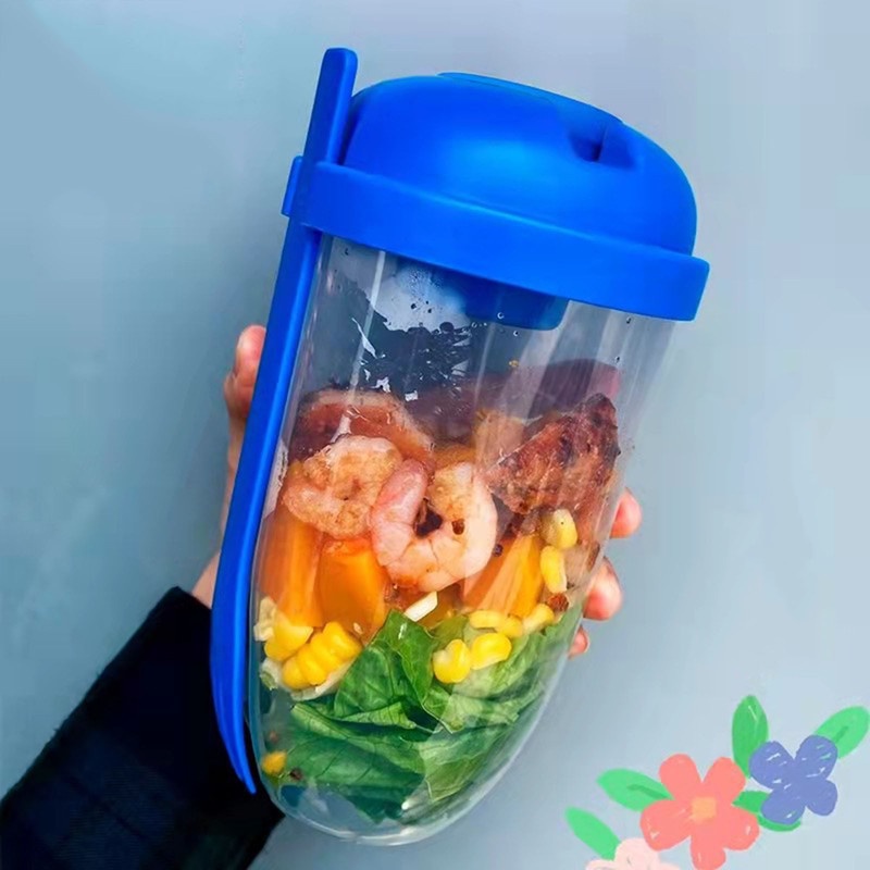 Bình Đựng Salad 1000ML Kèm Nĩa Và Nĩa Chất Lượng Cao