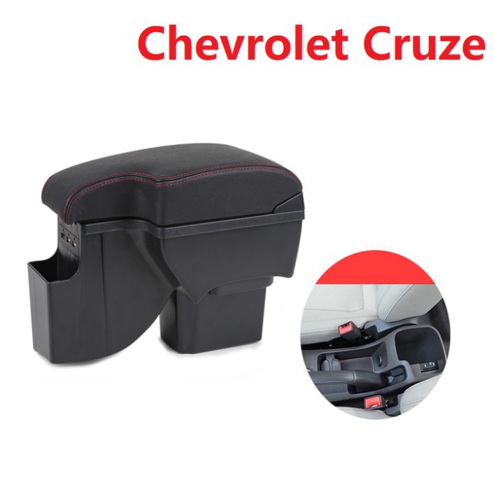 Sản Phẩm Hộp tỳ tay dành cho Chevrolet Cruze cao cấp/ Dạng nguyên khối/ Tích hợp 3 cổng USB theo hộp ..