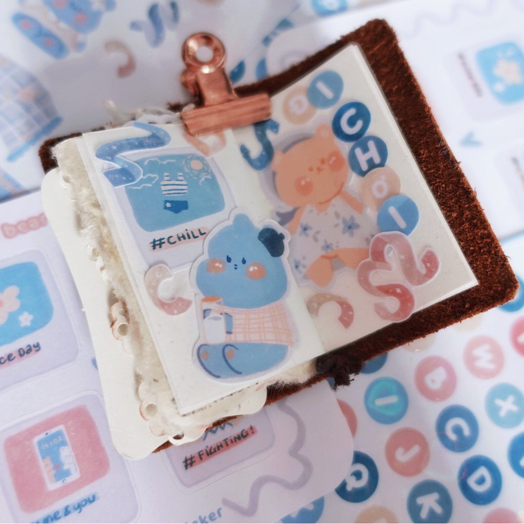 Bé Bear - Set sticker pantone mini cute tông pastel