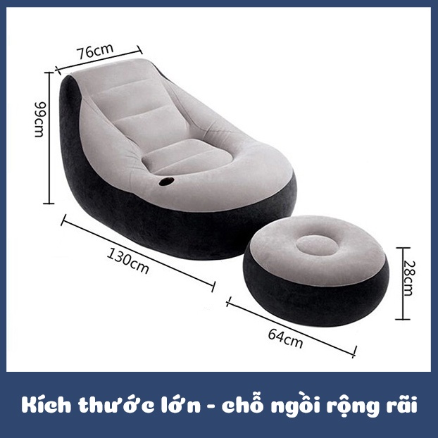 [TẶNG BƠM ĐIỆN+KEO VÁ] Ghế hơi tựa lưng cao cấp, bọc nhung, độ đàn hồi cao, bảo hành 1 năm chính hãng INTEX