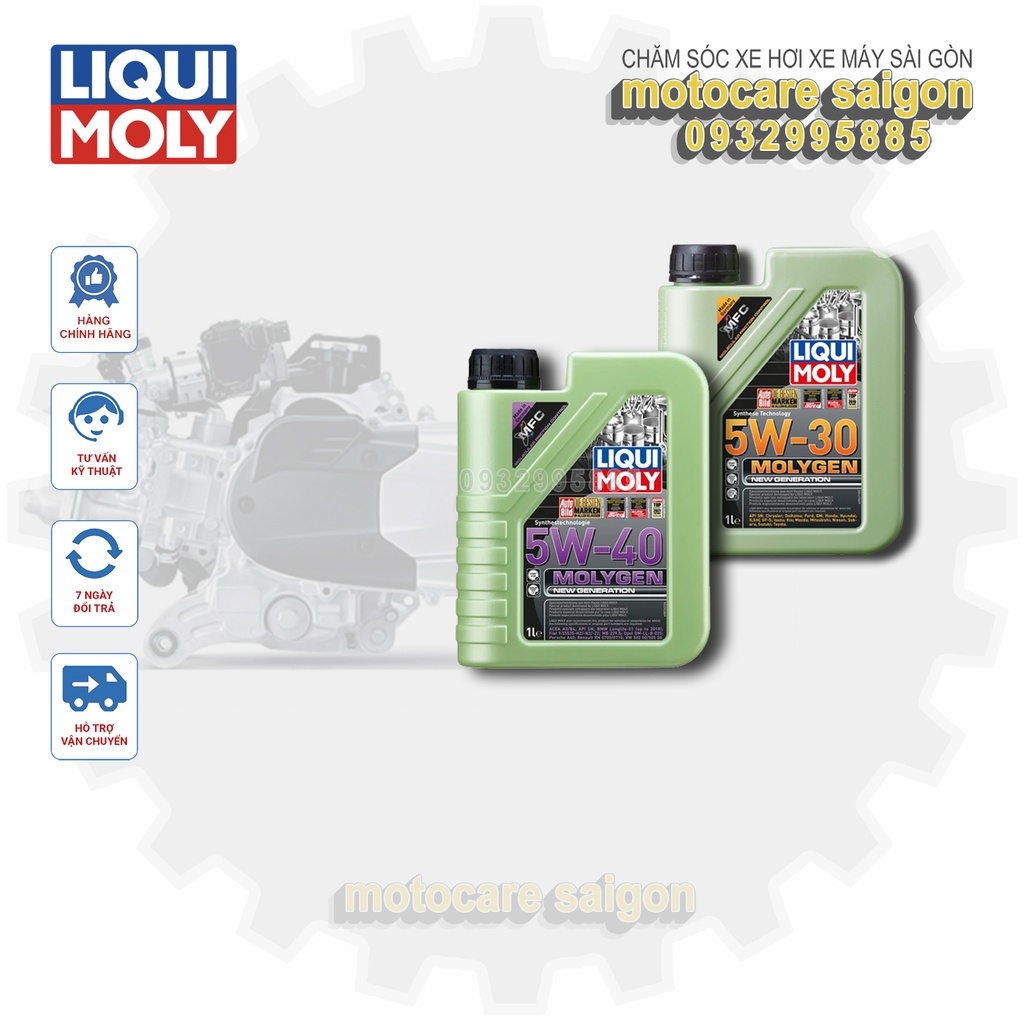 [Bộ sản phẩm] Dầu nhớt xe tay ga Liqui Moly 5w40,MolyGen 5W30; 1L