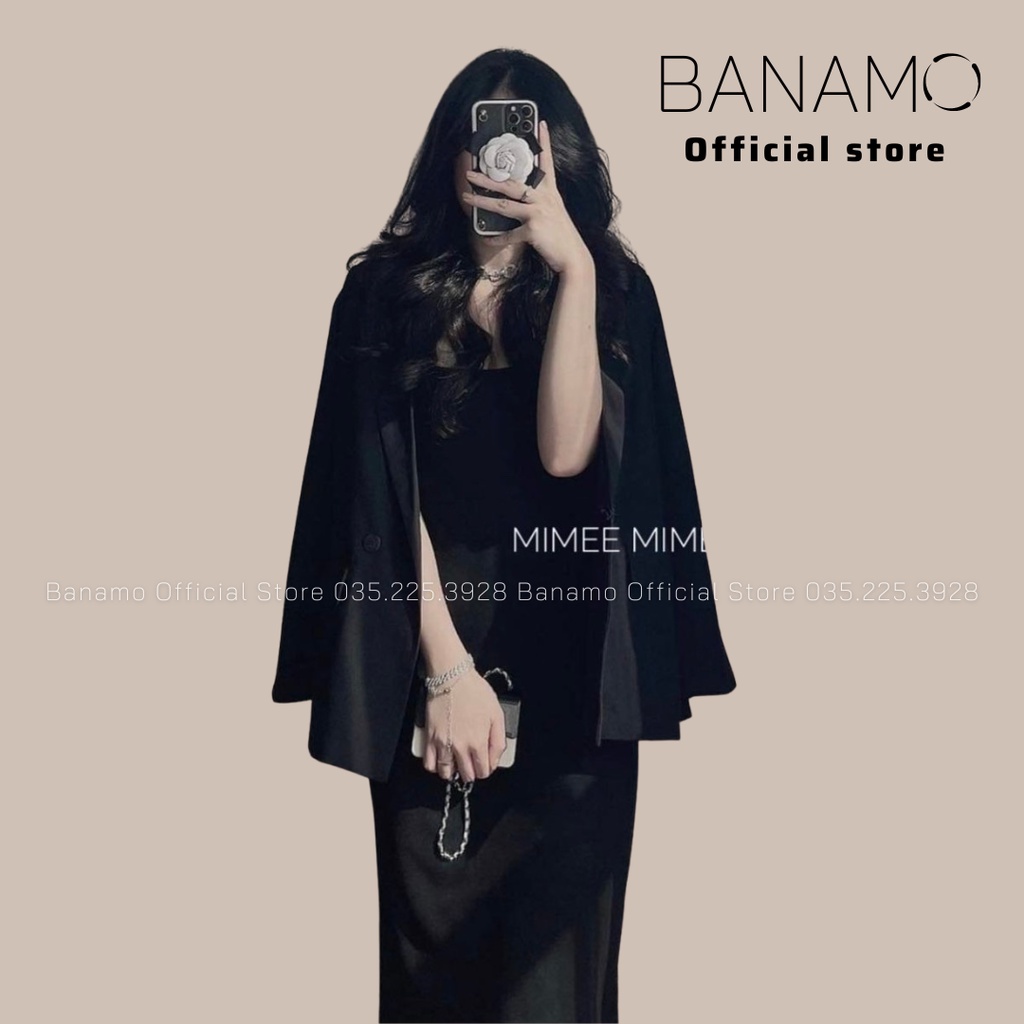Áo khoác blazer nữ 2 lớp dài tay đệm vai đứng form Banamo Fashion áo vest công sở dài tay có bigsize 3936