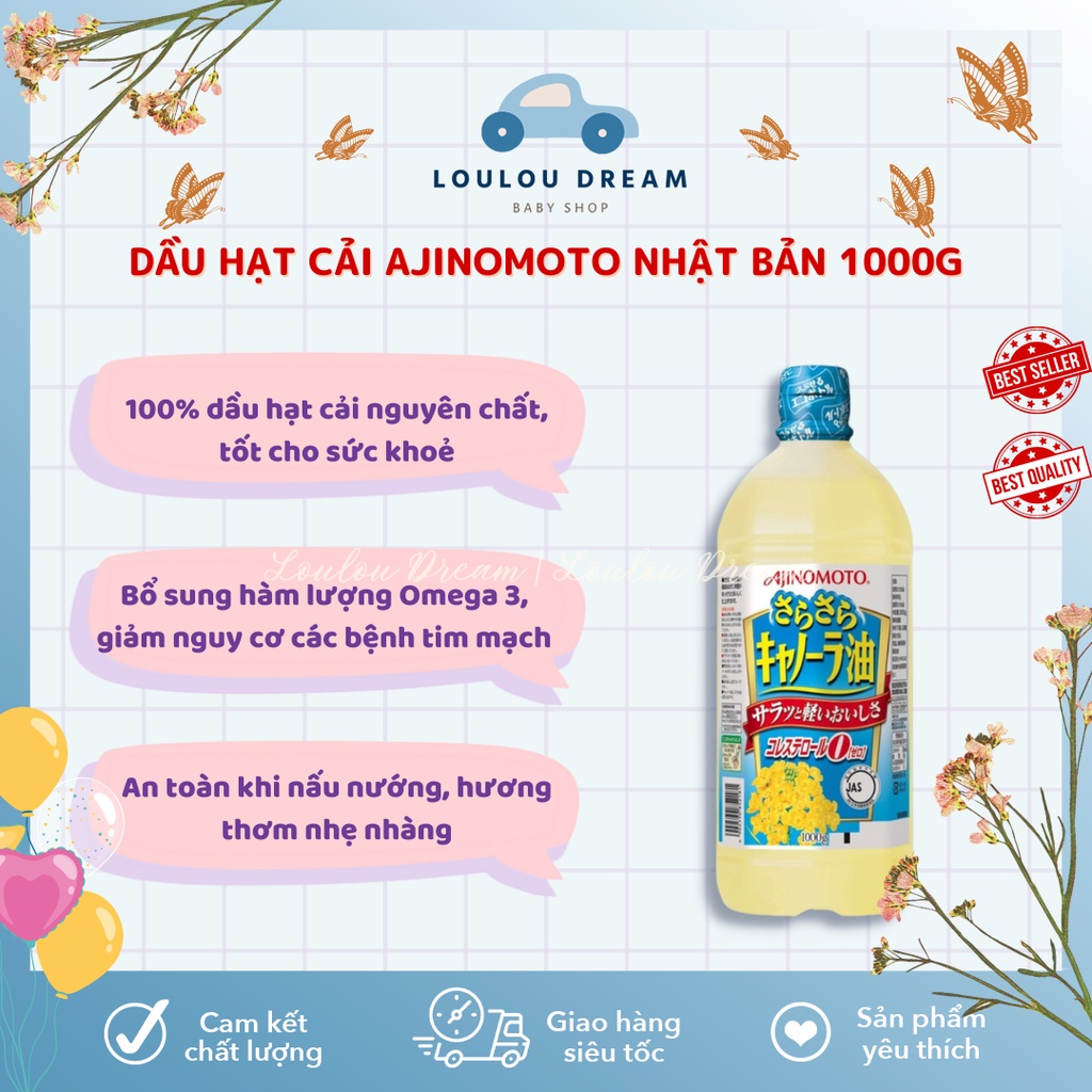 Dầu ăn hạt cải Ajinomoto nội địa Nhật Bản chai 1000ml (CHỈ SHIP HỎA TỐC)
