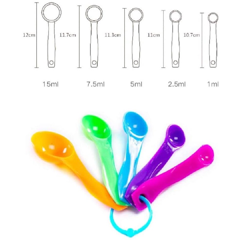 Set 5 Muỗng Đong Đo ANAEAT Bằng Nhựa Nhiều Màu Làm Bánh Đa Dụng Cho Nhà Bếp