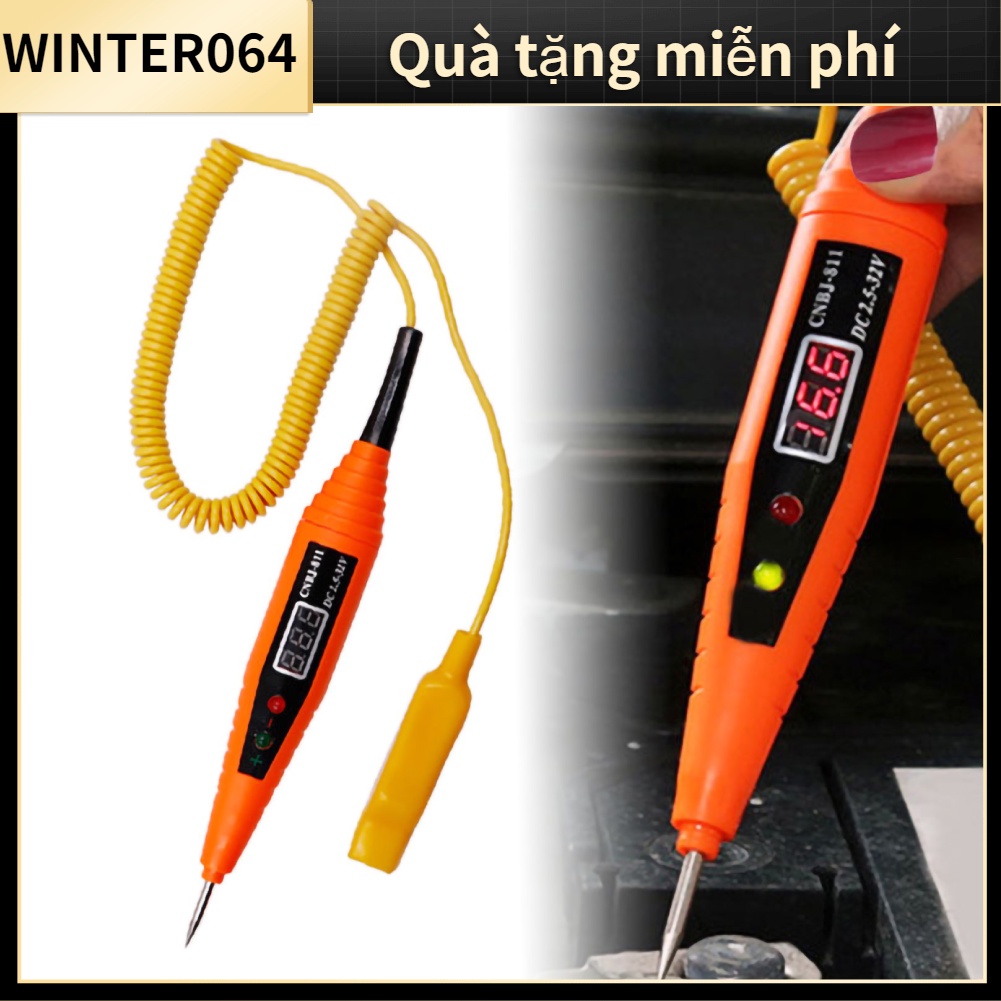 Máy kiểm tra mạch điện trên ô tô Màn hình kỹ thuật số 2 5V đến 35V Bộ đa chức năng Công cụ ánh sáng cho xe Winter064