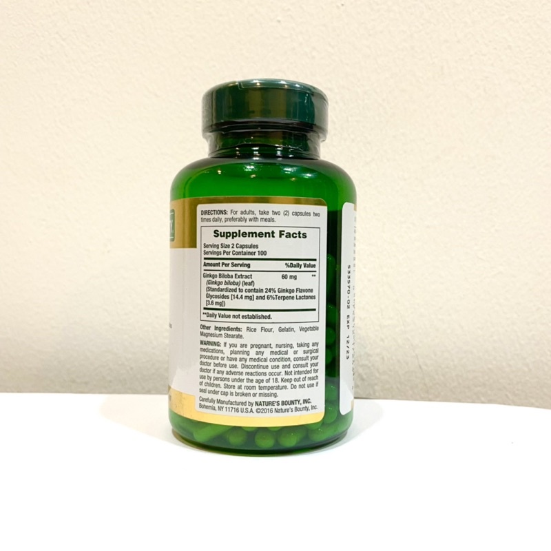 Bổ não Nature's Bounty Ginkgo Biloba 120mg của Mỹ 100v hỗ trợ tuần hoàn, lưu thông máu, bớt đau đầu, giúp ngủ ngon