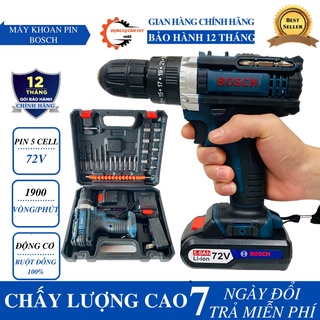 Máy khoan pin 72V Bosch 3 chức năng có búa - Tặng kèm bộ phụ kiện 24 món khoan, bắt vít
