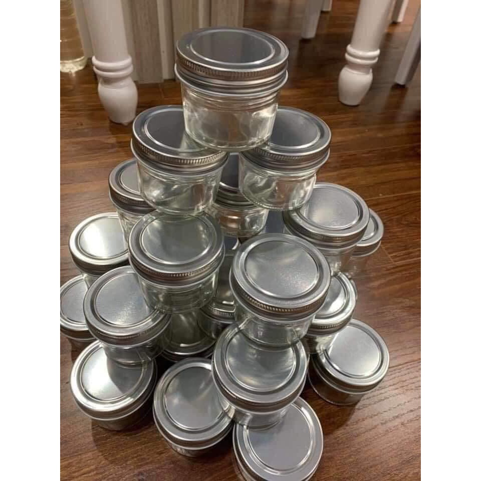 Hũ thủy tinh miệng rộng 100ml/Hũ tròn nắp nhôm đựng thực phẩm, làm caramen | BigBuy360 - bigbuy360.vn