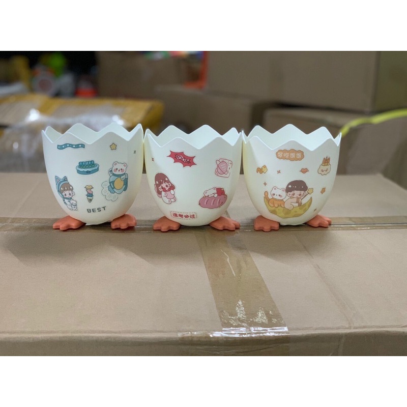Ống cắm bút hình trứng vịt dễ thương tặng sticker