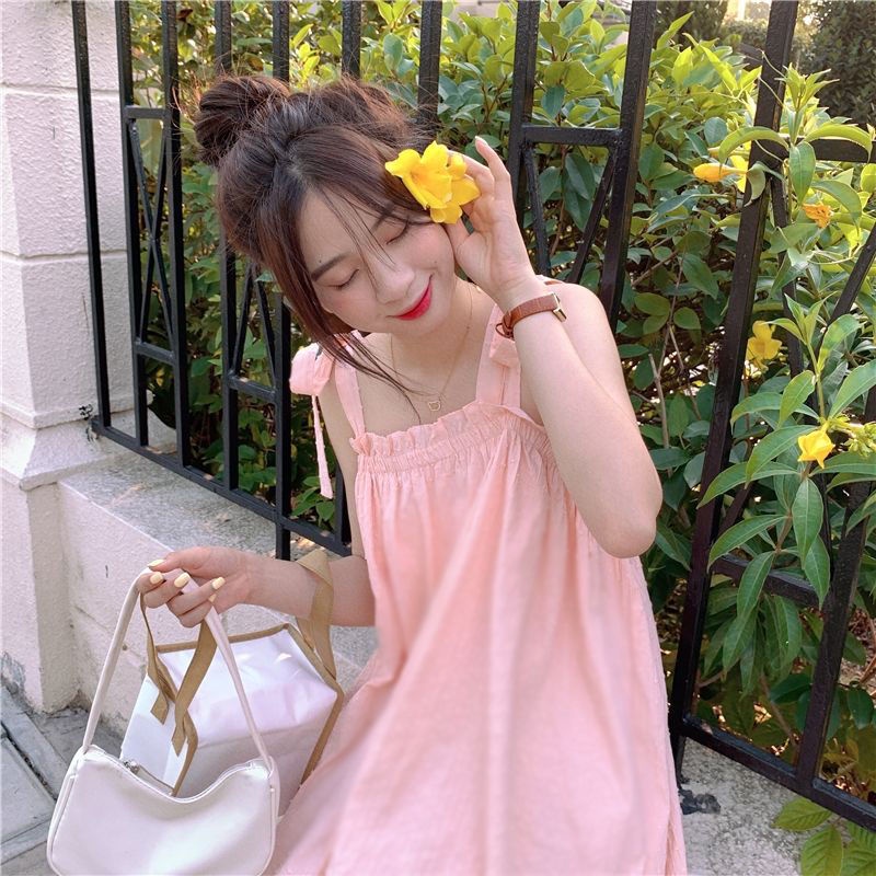 Váy Hai Dây Form Rộng Phong Cách Hàn Quốc Ngọt Ngào