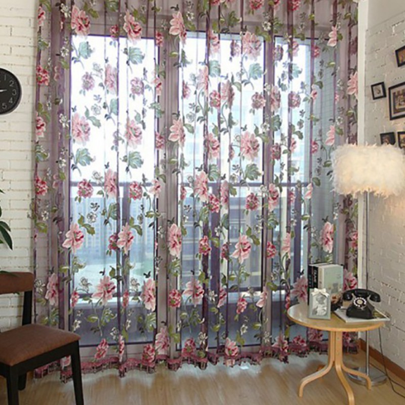 Rèm cửa 100*200cm trang trí nhà họa tiết hoa