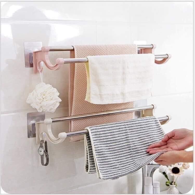 Móc treo khăn nhà tắm dán tường nhà bếp không cần khoan vít làm bằng inox sang trọng