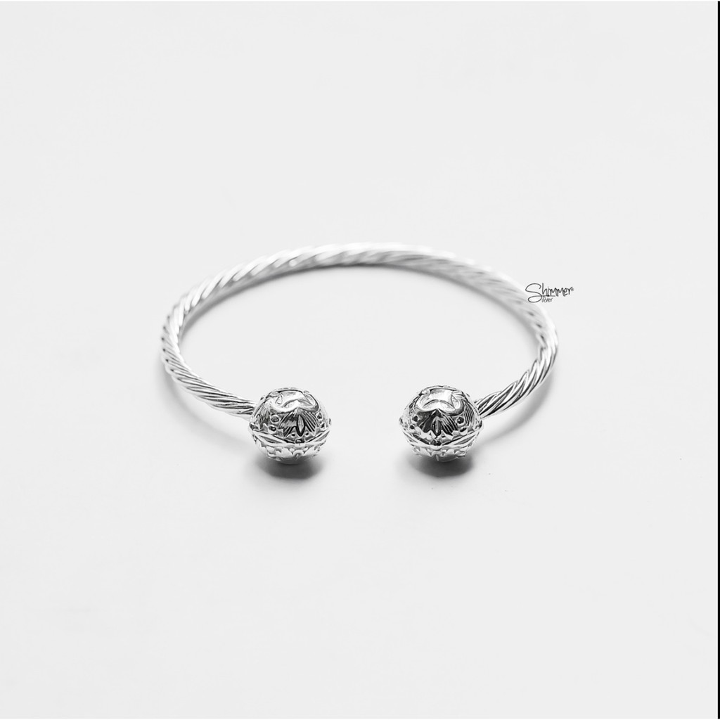 Vòng Tay Nữ Bạc 925 Cao Cấp SHIMMER SILVER FLORAL SIGNATURE Thiết Kế Độc Quyền