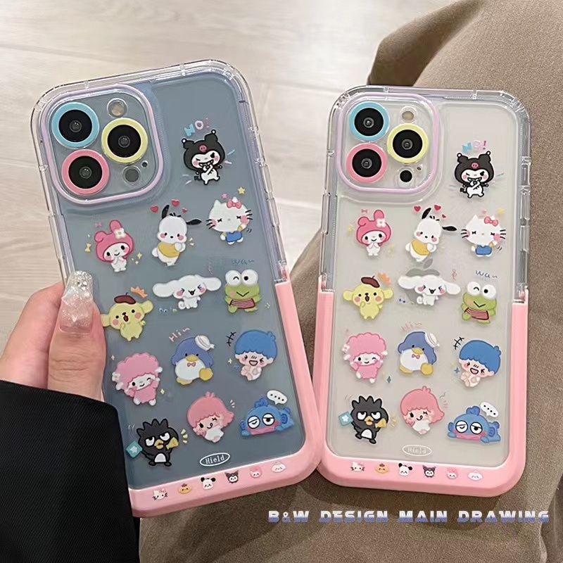 Ốp Điện Thoại Dẻo Trong Suốt Họa Tiết Hoạt Hình Sanrio Màu Hồng Dễ Thương Cho iPhone 14 Pro Max i13 12 11 Pro Max