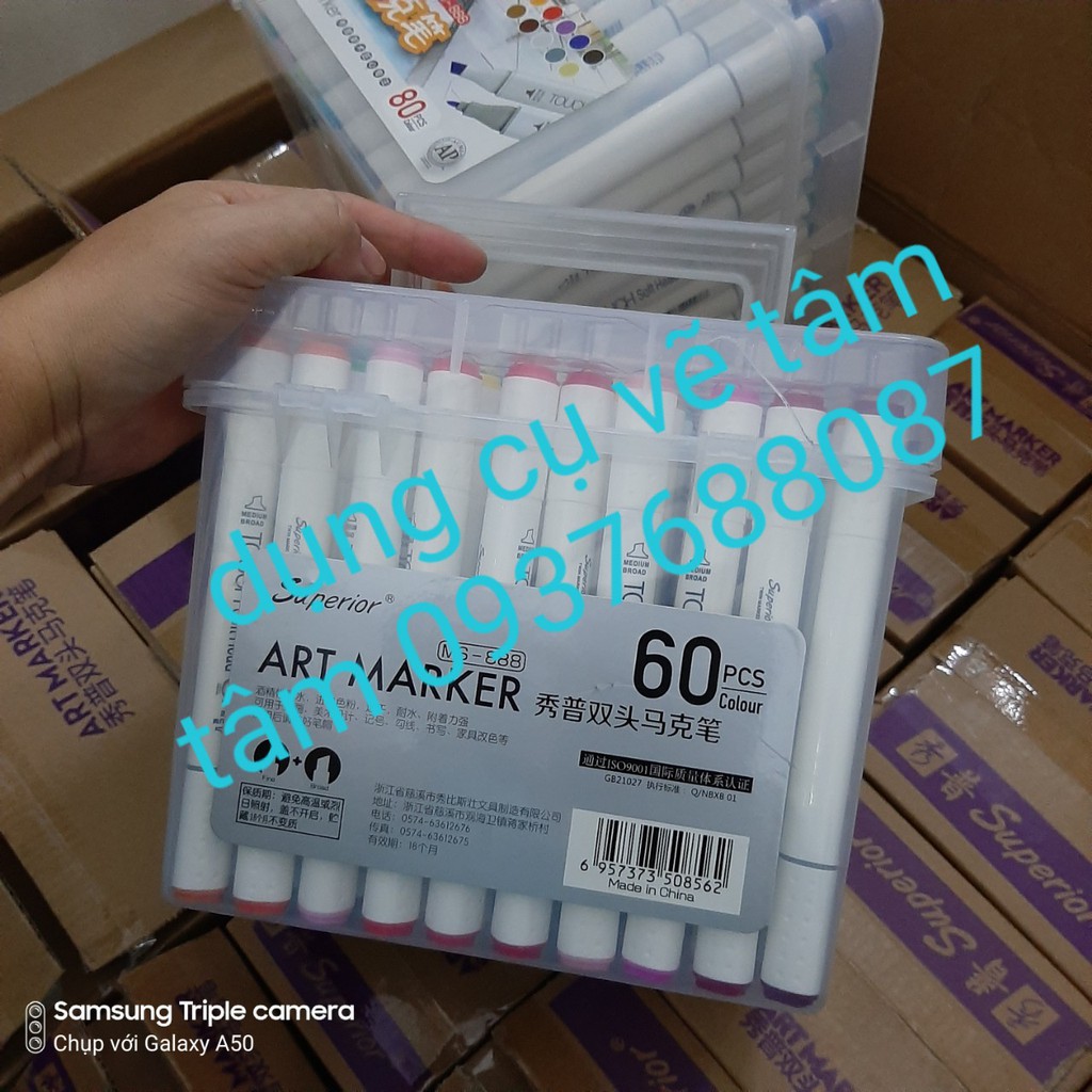 [ TÂM TÂM ]-BỘ Marker 60 MÀU -  touch soft head hộp nhựa (Tặng giấy mẫu test màu)-