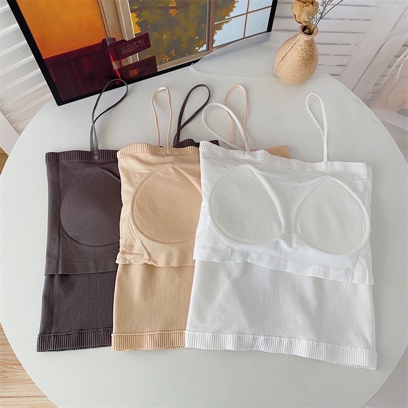 Áo bra 2 dây sợi mảnh chất cotton tăm có sẵn mút ngực 1808