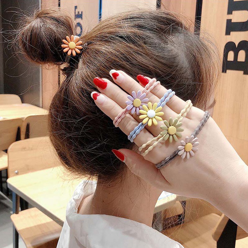 Dây buộc tóc hoa cúc cực dễ thương phong cách Hàn Quốc