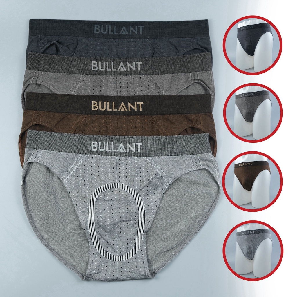 ✤✧℗Combo 4 Quần Lót, Sịp Nam Dệt Liền Sợi Bamboo Kháng Khuẩn, Khử Mùi, Co Giãn Chiều Bullant - BULL.01
