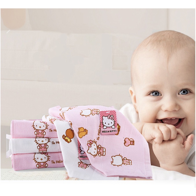 Khăn mặt , khăn lau tay dễ thương hình Hello Kitty, chất liệu bông mềm mịn.