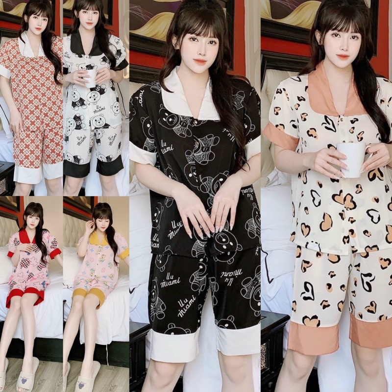 Đồ bộ Pijama mặc nhà LỤA lửng tay ngắn - mịn mát cực kì