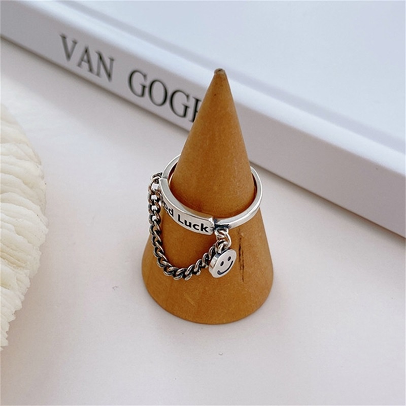 Nhẫn hở mạ bạc 925 hình mặt cười độc đáo thời trang