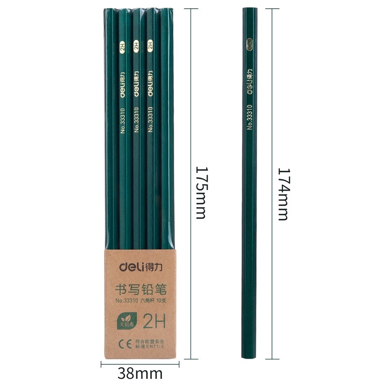 Bút chì lục giác Deli - loại 2B/HB vẽ mỹ thuật, làm bài kiểm tra nhạy với máy chấm thi an toàn với người sử dụng