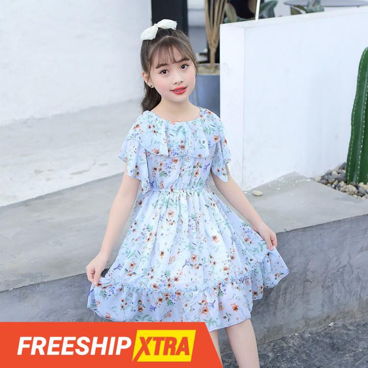 Đầm bé gái xanh hoa nhí MÃ 105
