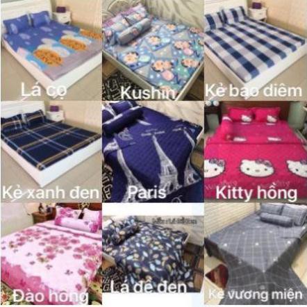 Chăn hè ga gối 1m6 cotton poly set 4 món mvdv hoa đào