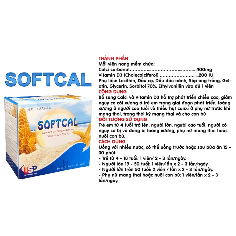 SOFTCAL - BỔ SUNG CALCI VÀ VITAMIN D3
