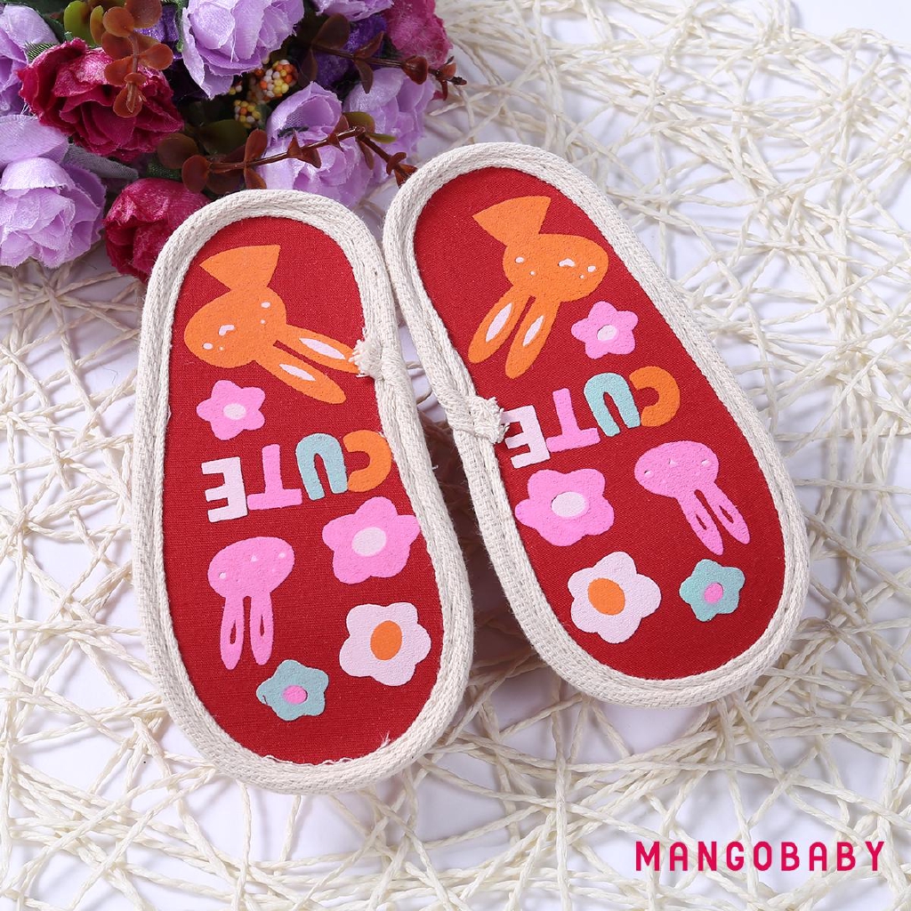 Giày Sandal Đính Nơ Hoa Bằng Vải Canvas Chống Trượt Cho Bé Gái Tập Đi