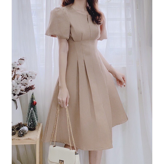 Đầm dự tiệc tay bồng dáng xòe chip eo siêu sang chãnh - Hebe Dress