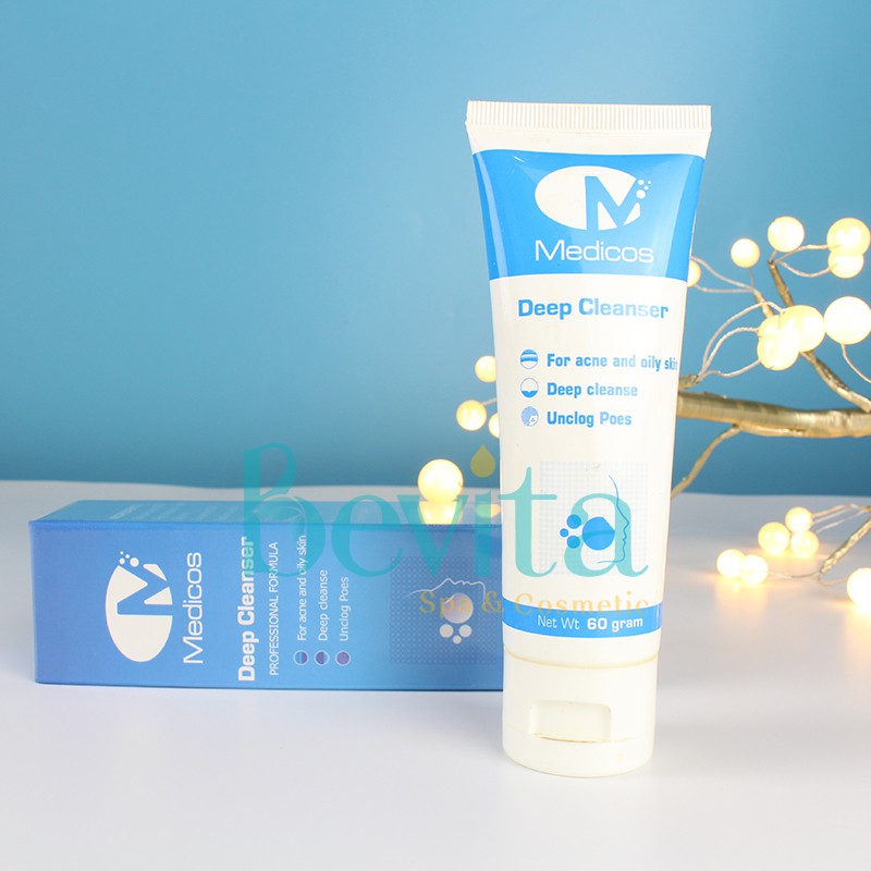 Sữa rửa mặt giảm mụn Medicos Deep Cleanser 60gr, sữa rửa mặt kiềm dầu - Bevita
