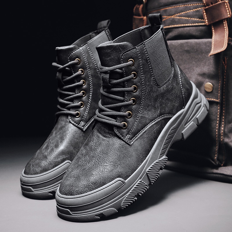 Giày bốt Chelsea cao cổ bằng da thời trang cho nam