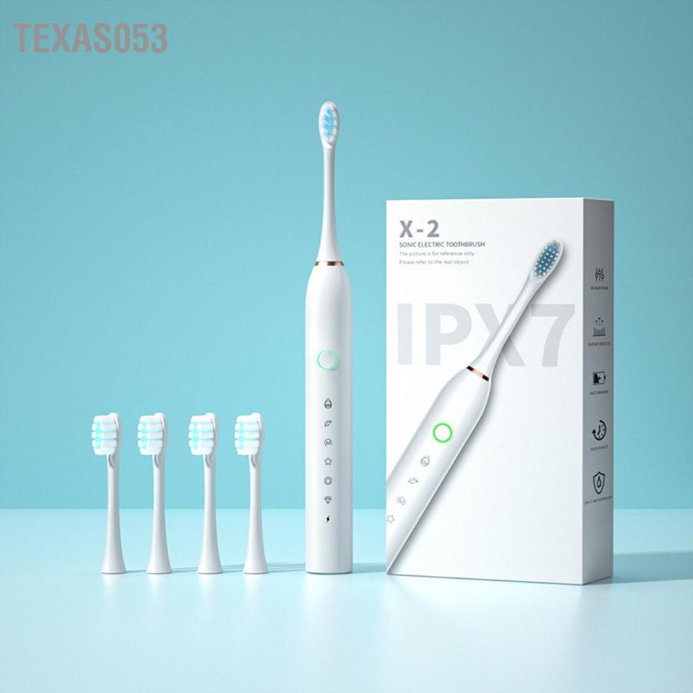 [Hàng mới về] Bàn chải đánh răng điện sóng âm tự động 6 chế độ sạc USB nhanh cho người lớ và trẻ em【Texas053】