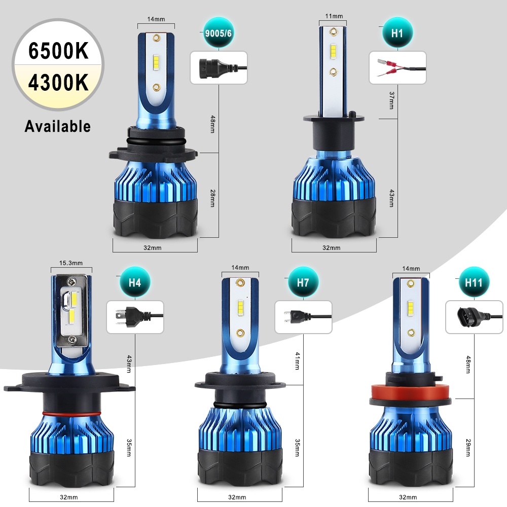 Đèn Pha Led H11 H4 H7 Hb3 Hb4 6500K 4300K H1 H8 H9 9005 9006 20000Lm 12V Chuyên Dụng Cho Xe Hơi