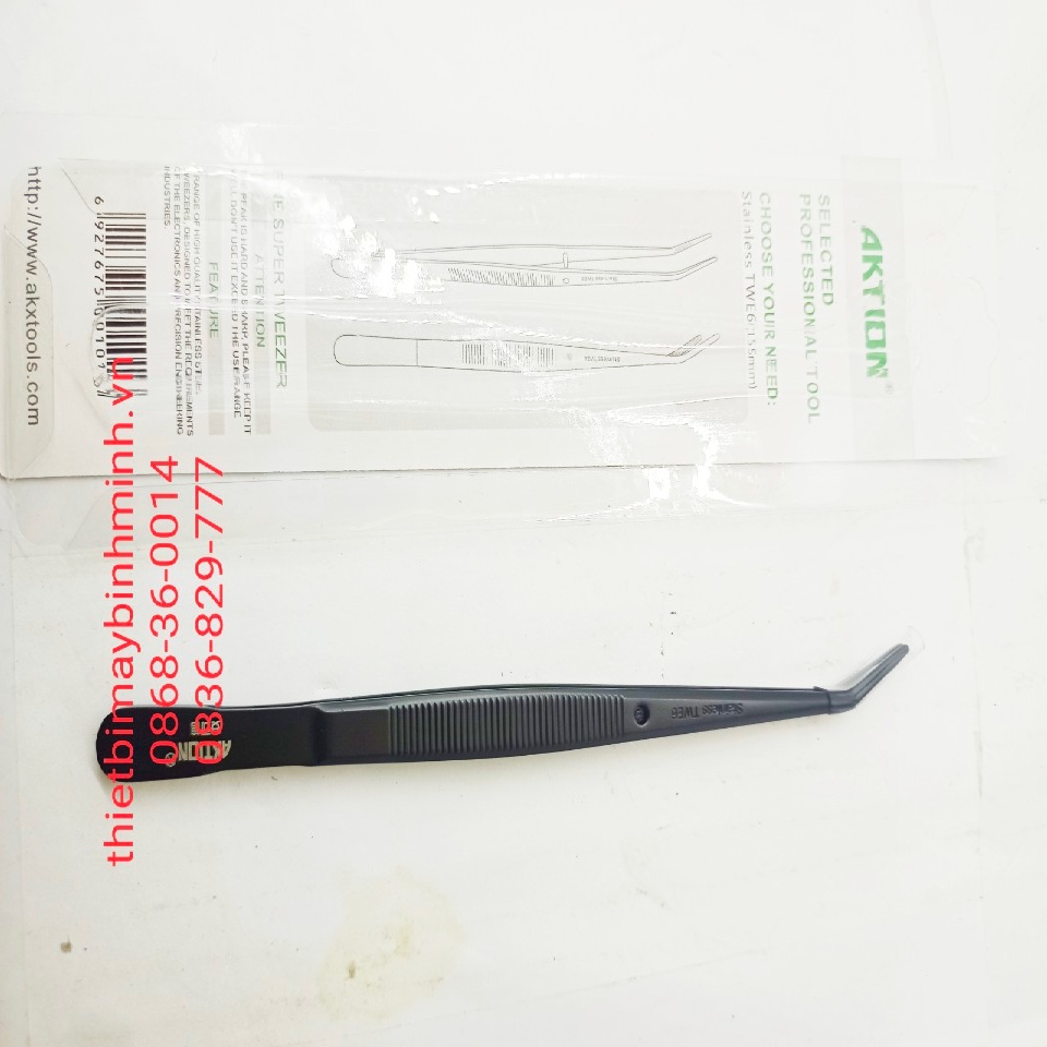 Nhíp gắp chỉ cong THÉP ĐEN loại cao cấp Stainless TWE6 dài (155mm) AKTION