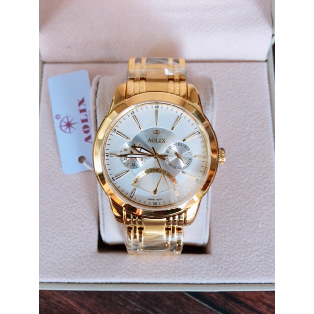 Đồng Hồ Nam Cao Cấp AOLIX dây vàng ba máy