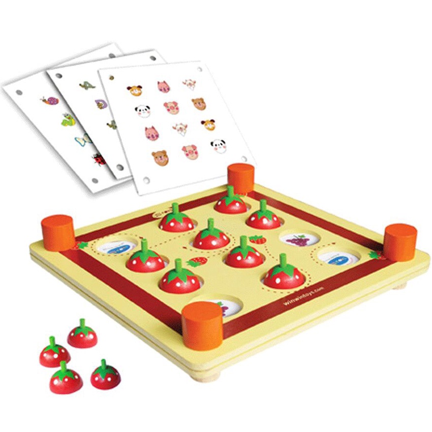 Trò chơi tìm cặp trái dâu, rèn luyện ghi nhớ của bé, đồ chơi gỗ Winwintoys