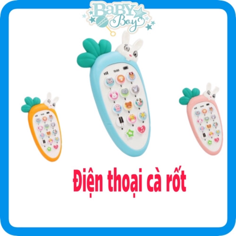 Điện thoại thỏ cà rốt cho bé, có nhạc và đèn + 3 pin AAA