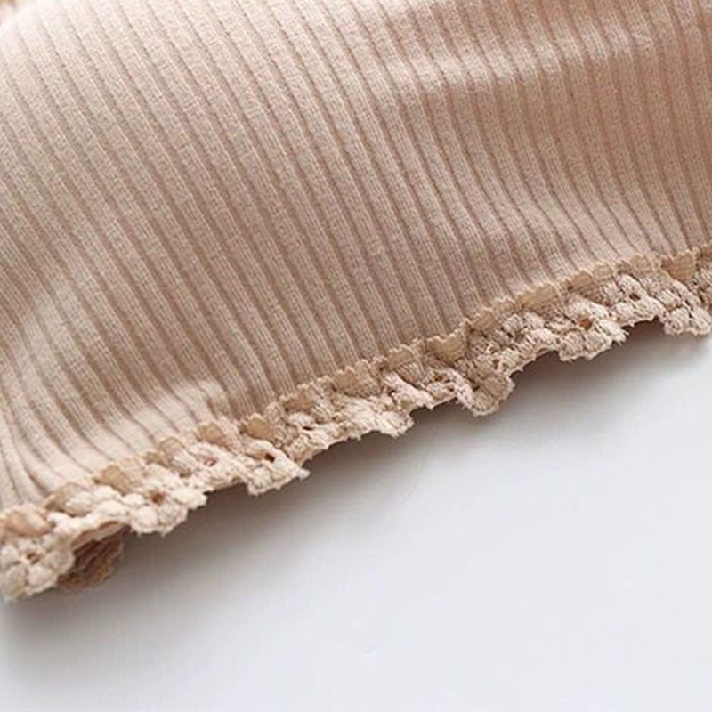 Brroa Áo Bra Dạng Ống Hai Dây Có Đệm Ngực Với Đệm Ngực Dệt Kim Viền Ren Gợn Sóng Mắt Móc Cài Khóa Cho Nữ