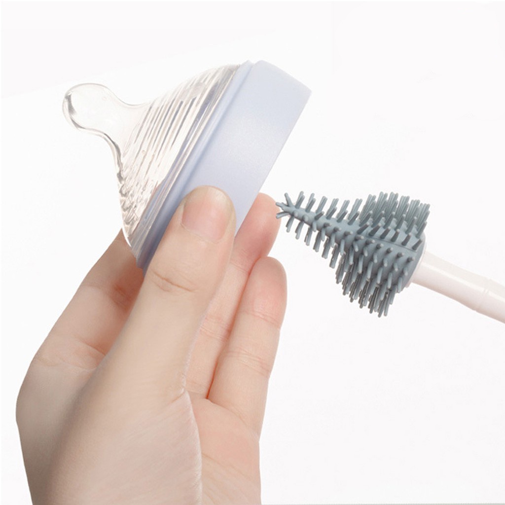 Cọ Rửa Bình Sữa Silicon Cao Cấp 2 Chi Tiết,Có Tay Cầm Xoay 360 Độ Tiện Lợi